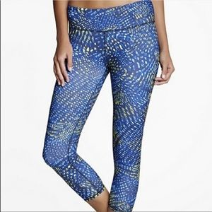 Fabletics Blue & Yellow Cropped Leggings